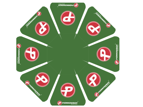 Wizualizacja zielonego parasola reklamowego