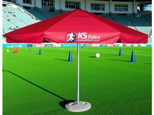 Parasol reklamowy – nadruk logo na czaszy, widok z góry