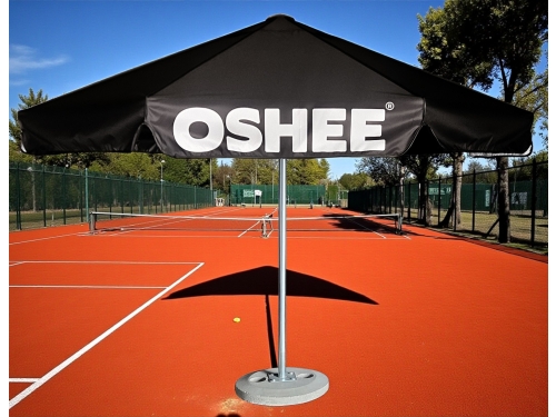 Parasol reklamowy na stalowym stelażu – nadrukowane panele reklamowe