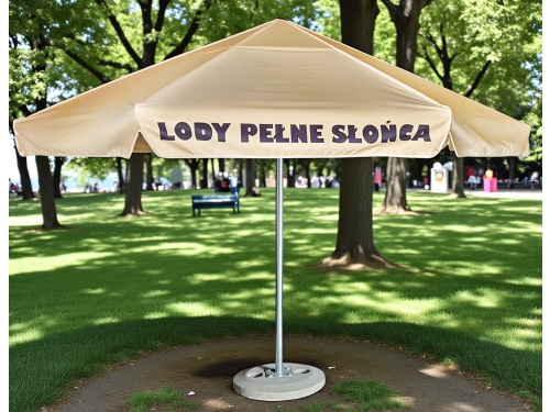 Parasol reklamowy 3 m z pełnokolorowym nadrukiem – widok z boku