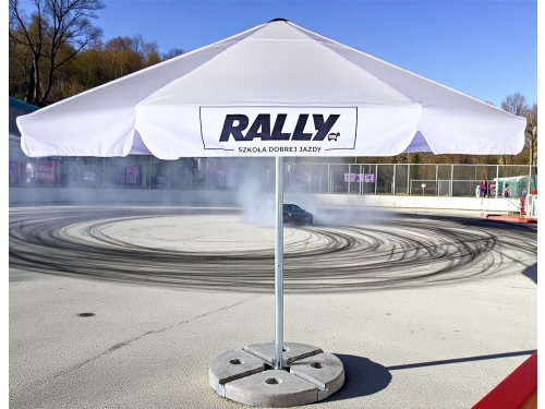 Biały Parasol Reklamowy z podstawą 170kg