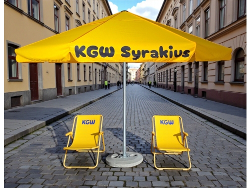 Parasol ogrodowy z identyfikacją wizualną Koła Gospodyń wiejskich